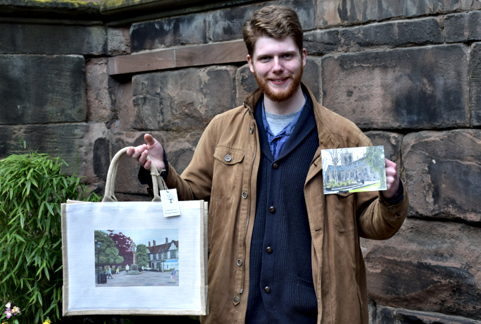 Christian Turner with a Nantwich bag and card