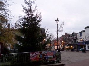 Christmas tree and lights ready for Nantwich town square switch-on