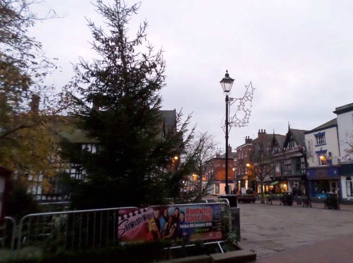 Christmas tree and lights in Nantwich town square