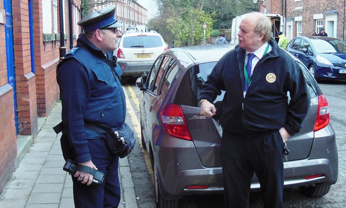 Cllr david marren with parking enforcement officers who could wear body cameras