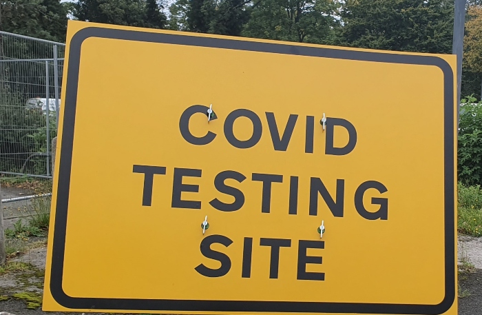 Covid testing site sign