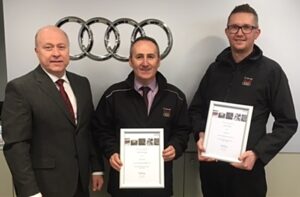 Crewe Audi staff celebrate accreditation ‘treble’ for business