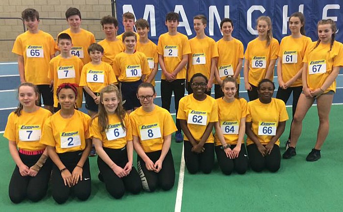 Crewe and Nantwich U13s and U15s representing Cheshire at sportshall regional finals in Sportcity