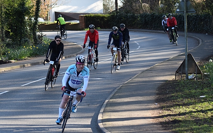 Cyclists descend the bank on Valley Road in Wistaston (1)