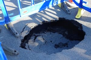 Sink hole appears on main road in Wistaston