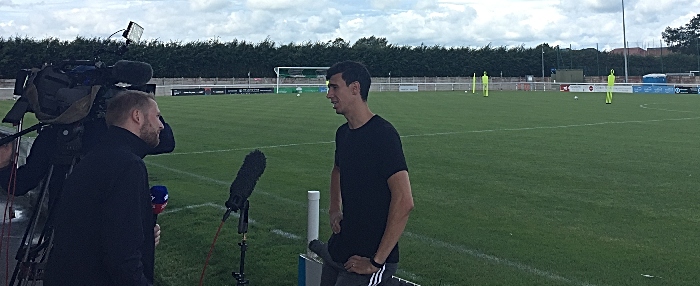 Daniel Ayala at nantwich town weaver stadium interviewed by Sky