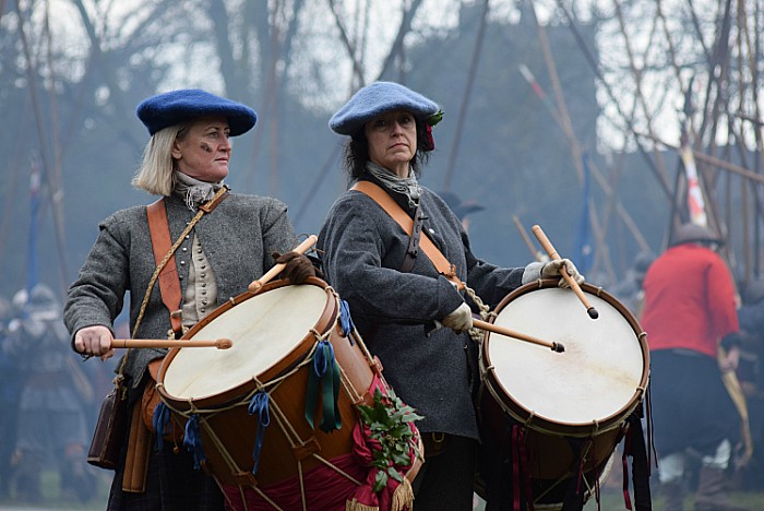 Drummers bang their orders during the battle