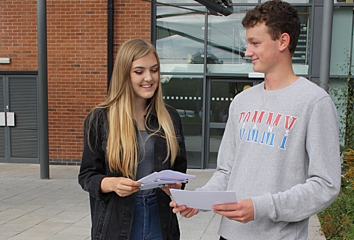 Emily Inskip and Jack Wilne compare their results - Brine Leas