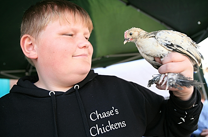 Exhibitor Chase Lloyd, 14, with booted bantam (1)