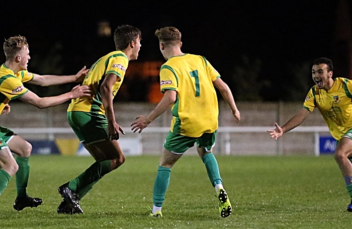 Extra-time 2 - sixth Nantwich goal - Josh Wrench celebrates with teammates (1)