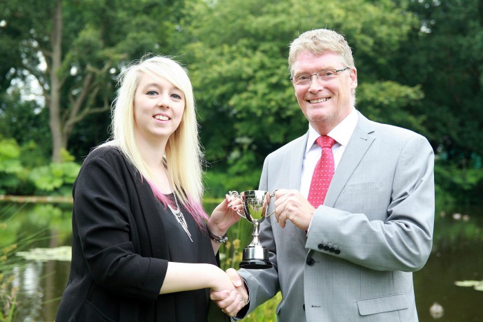 FOOD L3 Prof Bakery Most Outstanding Student of the Year Katie Brittleton with Paul Baxendale