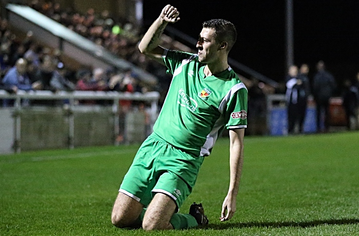 First Nantwich Town goal - Craig Lindfield celebrates his goal (1)