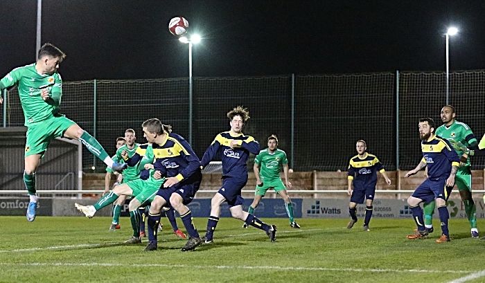 First-half - Callum Saunders header at goal (1)