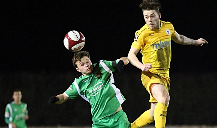 First-half - Chester FC win a header from Sean Cooke (1)