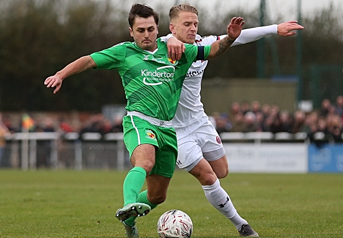 First-half - Dabbers captain Caspar Hughes fights for the ball (1)