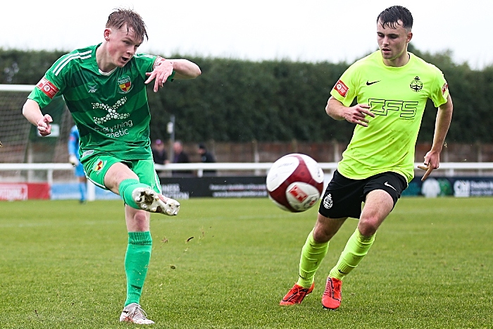 First-half - Dabbers debutant Jacob Edwards clears the ball (1)