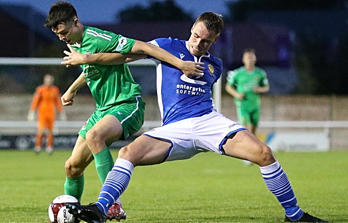 First-half - Joe Malkin fends off the attacker (1)