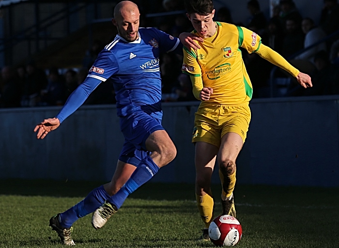 First-half - Joe Malkin on the ball under pressure