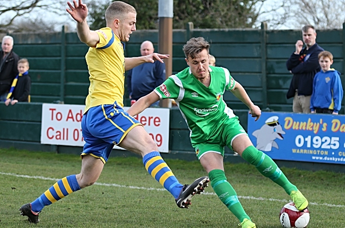 First-half - Louis Barnes controls the ball under pressure (1)