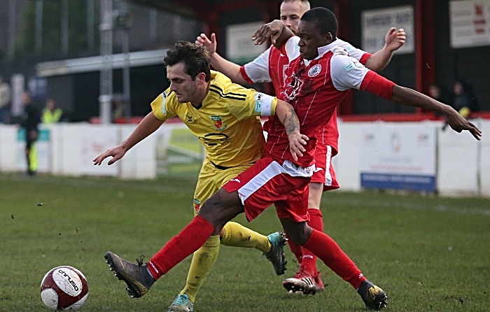 First-half - Nantwich Town captain Caspar on the ball (1)