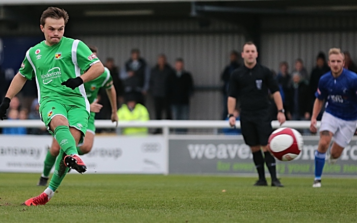 First-half - Sean Cooke penalty is saved by Matlock keeper Ross Durrant (2)