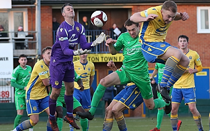 First-half - Warrington keeper Tony McMillan collects the ball (1)