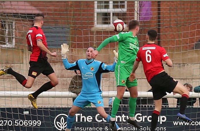 First-half - first Buxton goal - Liam Hardy heads home (1)