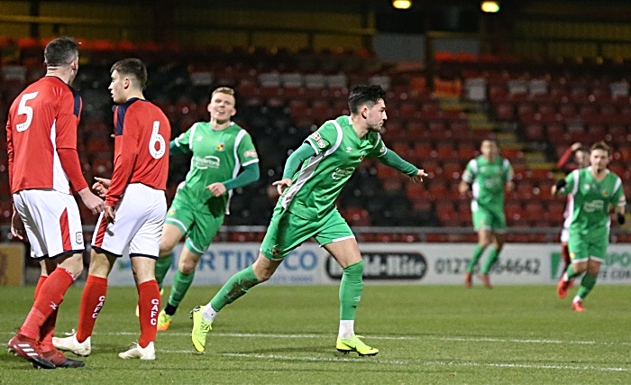 First-half - first Nantwich Town goal - Callum Saunders celebrates his goal (1)