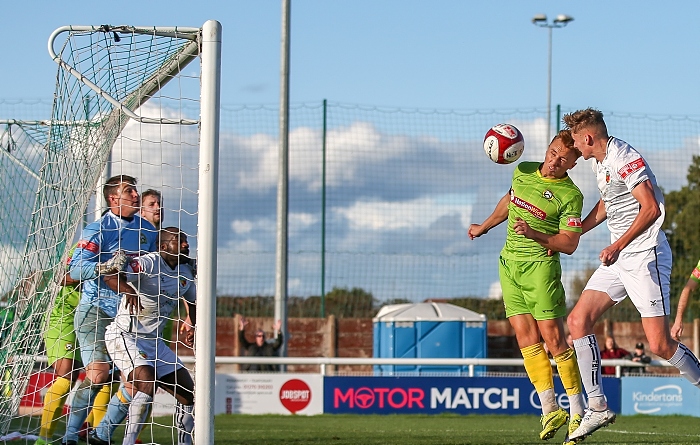 First-half - first Nantwich goal - Connor O'Riordan with a powerful header (1)