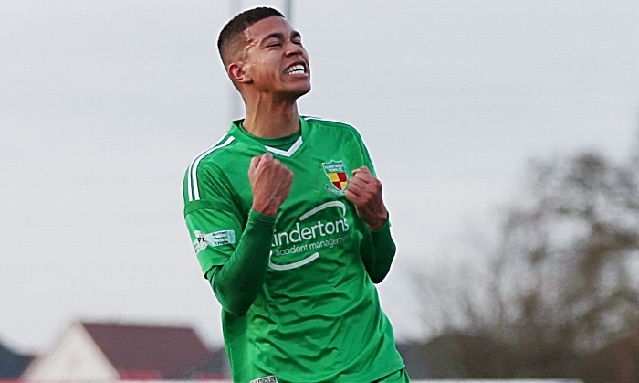 First-half - second Nantwich Town goal - Troy Bourne shows what it means to score for the Dabbers (1)