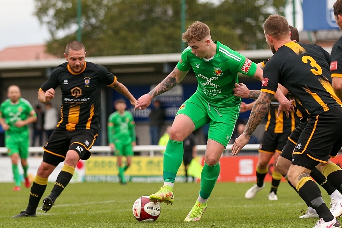 First-half - second Nantwich goal - Connor Heath receives the ball with his back to goal, before turning well and firing low into the bottom left corner to double the Dabbers (1)