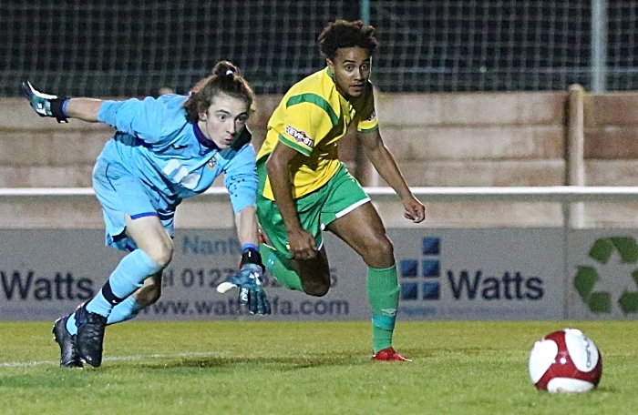 First-half - second Nantwich goal - Rhys Evans shot hits the keeper but just about gets over the line (1)