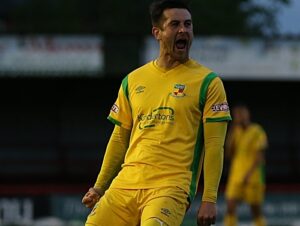 First-half - second Nantwich goal - scorer Matt Bell celebrates (1)