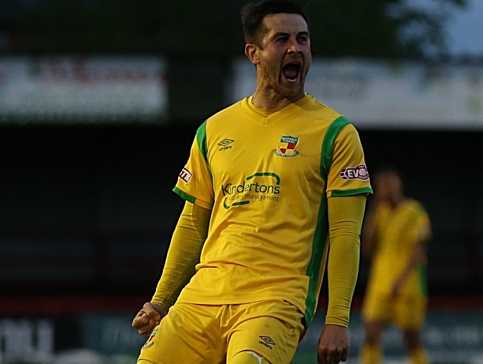 First-half - second Nantwich goal - scorer Matt Bell celebrates (1)