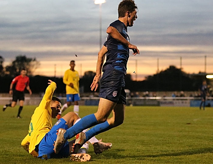 Foul - penalty to the USA - scored by Joe Scally to win the match (1)