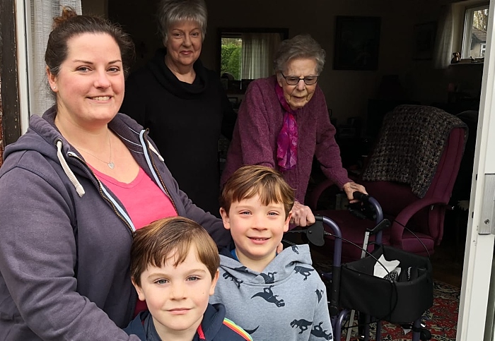 Fred with daughter Jenny, granddaughter Andrea (me) and great grandsons Alexander (left) and Samuel