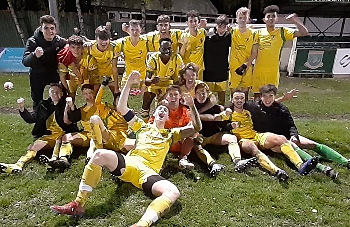 Full-time - Nantwich Town FC celebrate victory at Harrogate - photo by Carl Thorpe (1)