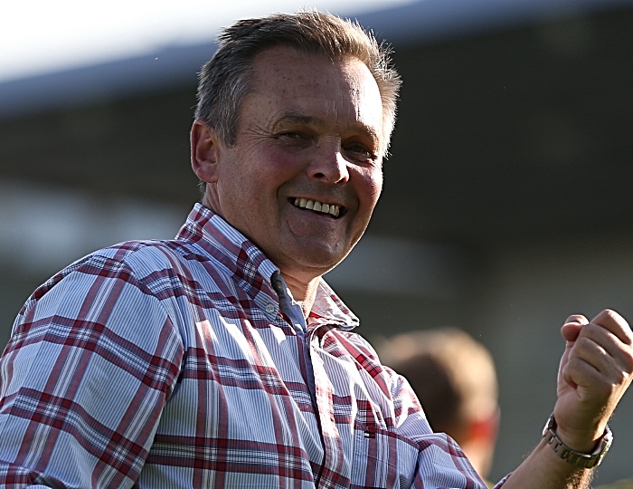 Full-time - Nantwich Town Manager Dave Cooke celebrates victory (1)