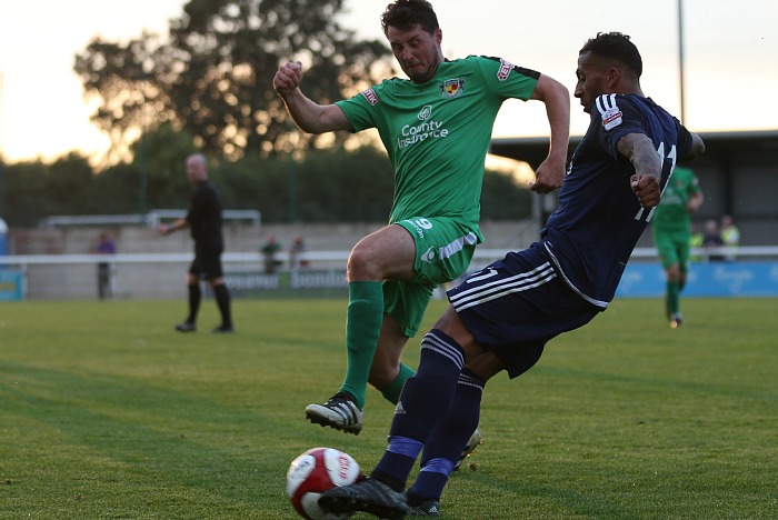 Rhyl - Harry Clayton attempts to intercept a pass