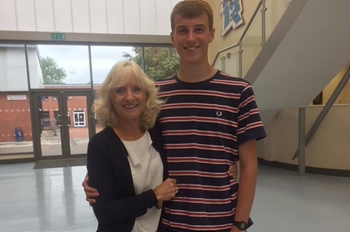 Head Boy and headteacher - A Level results at Malbank