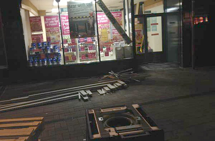 Holland Barrett store in Nantwich, workmen