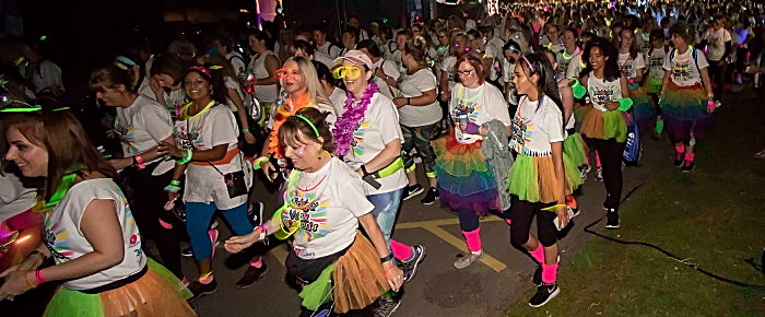 Hundreds of woman at start of Midnight Walk in Nantwich