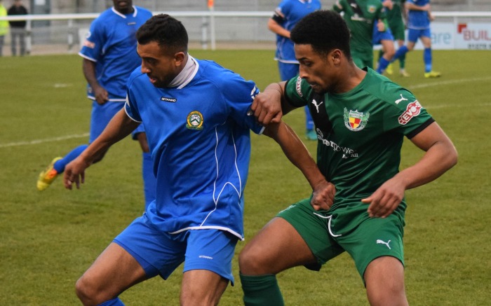 Ibou Touray challenges for the ball v Barwell