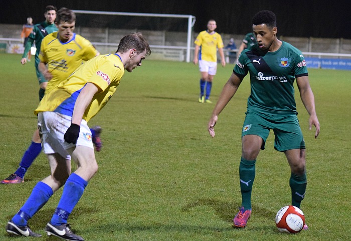 Ibou Touray takes on a Skelmersdale player