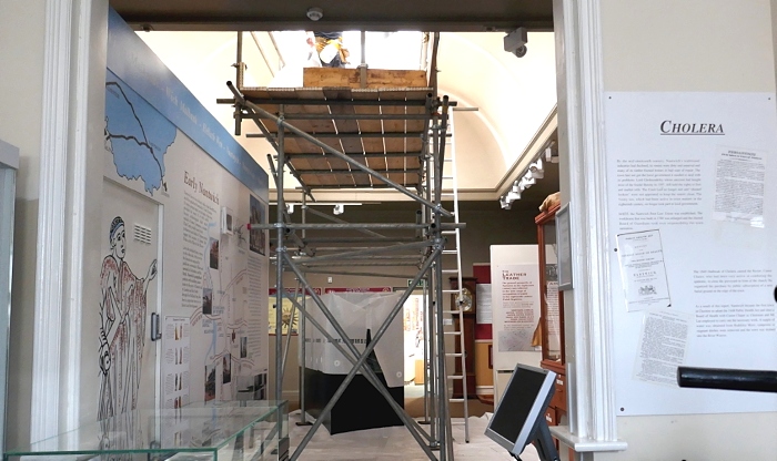 Installation of ultra violet light filters at Nantwich Museum September 2020. (1)