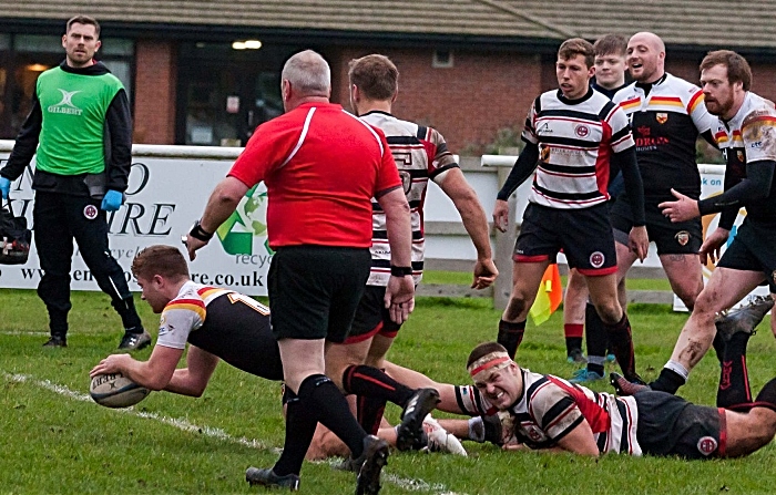 Jim Creighton scoring for C&N 1sts v Mossley Oak