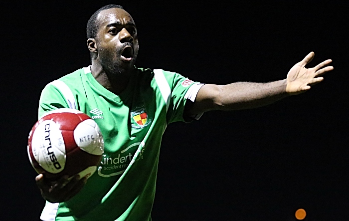 Warrington - Joe Mwasile appeals to the Assistant Referee (1)