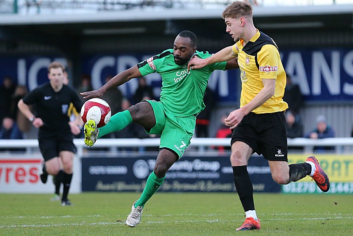 Nantwich v Sutton - Joe Mwasile controls the ball