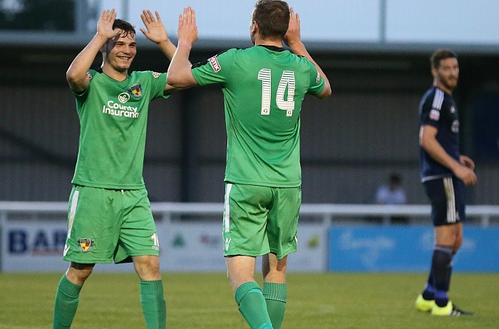 Jordan Davies celebrates scoring his goal against Rhyl