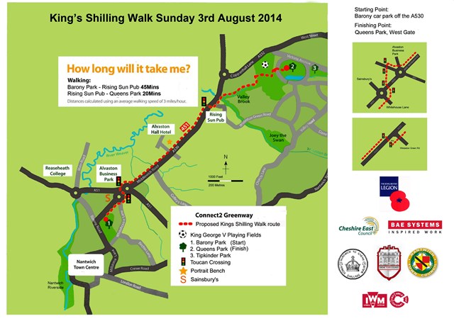 King's Shilling Walk route